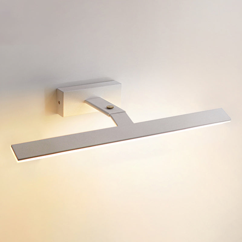 Armed Vanity Wall Light Fixtures Nordic Minimalist Style Aluminum Single Vanity Light White 28" Natural Clearhalo 'Vanity Lights' 'Wall Lights' Lighting' 2627281