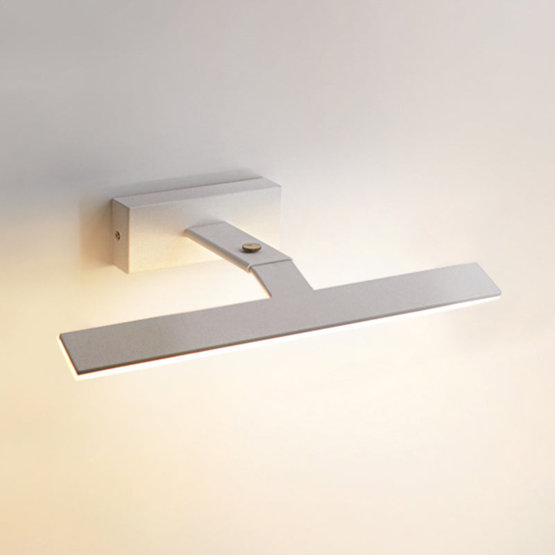 Armed Vanity Wall Light Fixtures Nordic Minimalist Style Aluminum Single Vanity Light White 23" Natural Clearhalo 'Vanity Lights' 'Wall Lights' Lighting' 2627282