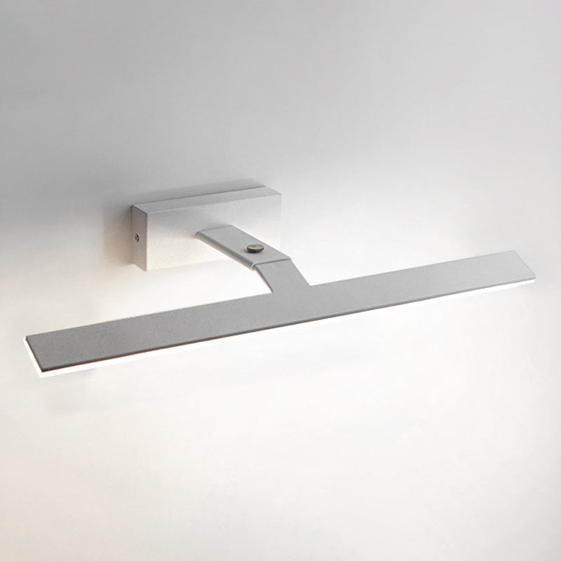 Armed Vanity Wall Light Fixtures Nordic Minimalist Style Aluminum Single Vanity Light White 28" White Clearhalo 'Vanity Lights' 'Wall Lights' Lighting' 2627284
