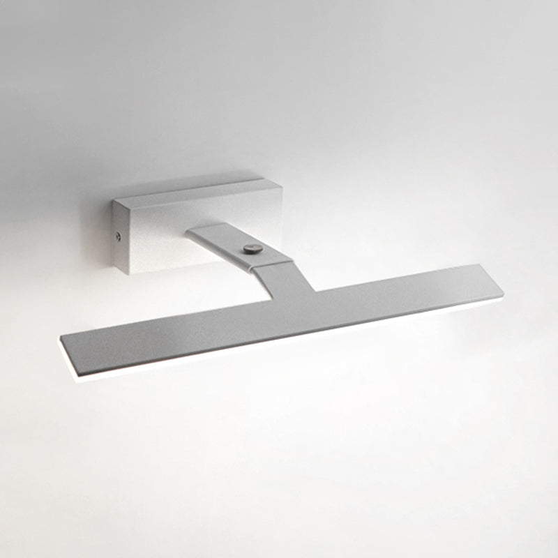 Armed Vanity Wall Light Fixtures Nordic Minimalist Style Aluminum Single Vanity Light White 23" White Clearhalo 'Vanity Lights' 'Wall Lights' Lighting' 2627285