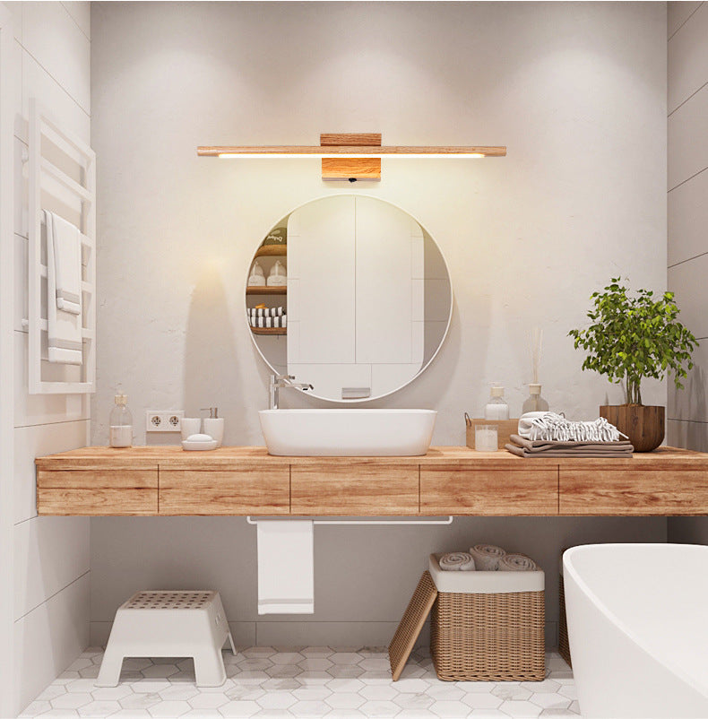 Linear Vanity Wall Light Modern Minimalist Style Wood Single Vanity Light Clearhalo 'Vanity Lights' 'Wall Lights' Lighting' 2627298
