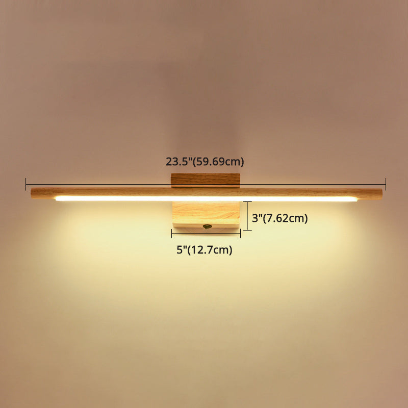 Linear Vanity Wall Light Modern Minimalist Style Wood Single Vanity Light Clearhalo 'Vanity Lights' 'Wall Lights' Lighting' 2627301