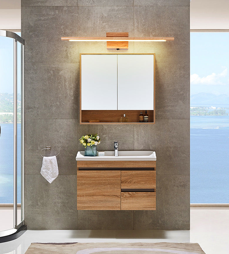 Linear Vanity Wall Light Modern Minimalist Style Wood Single Vanity Light Clearhalo 'Vanity Lights' 'Wall Lights' Lighting' 2627305