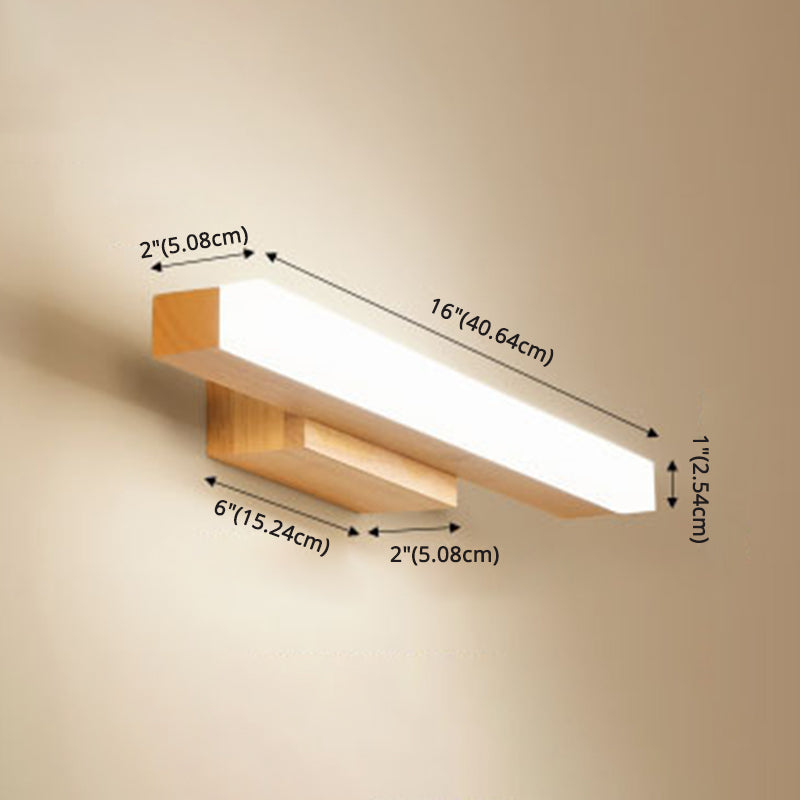 Rectangular Vanity Wall Light Nordic Minimalist Style Wood Single Vanity Light Clearhalo 'Vanity Lights' 'Wall Lights' Lighting' 2627314