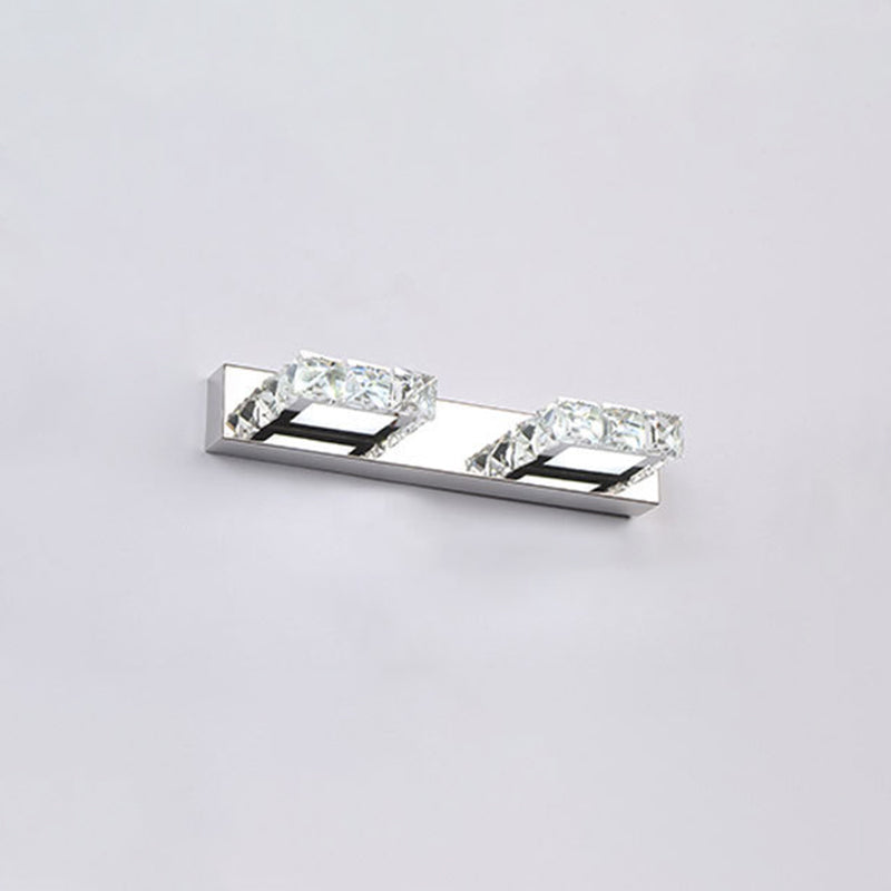 Circle Vanity Wall Light Fixtures Modern Minimalist Style Crystal Vanity Light 2.0 Clear Square Plate Clearhalo 'Vanity Lights' 'Wall Lights' Lighting' 2627440