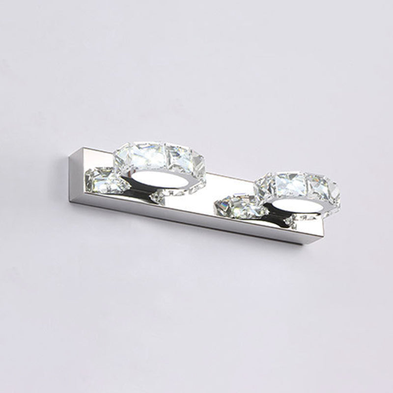 Circle Vanity Wall Light Fixtures Modern Minimalist Style Crystal Vanity Light 2.0 Clear Round Clearhalo 'Vanity Lights' 'Wall Lights' Lighting' 2627442