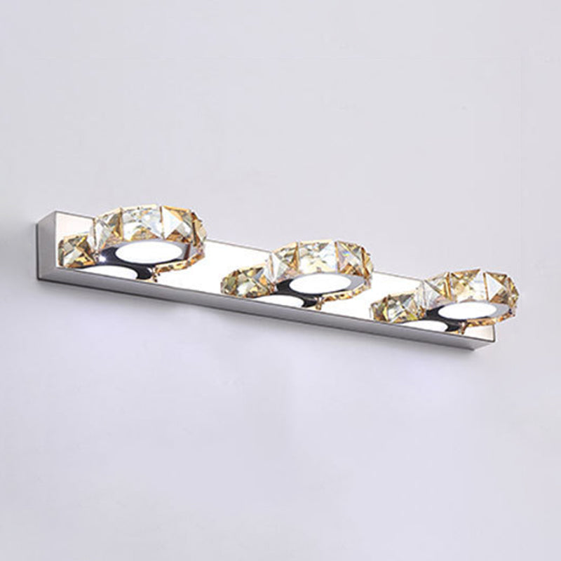 Circle Vanity Wall Light Fixtures Modern Minimalist Style Crystal Vanity Light 3.0 Champagne Round Clearhalo 'Vanity Lights' 'Wall Lights' Lighting' 2627448