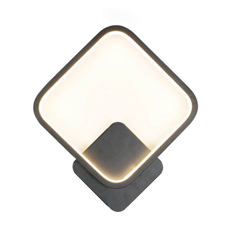 Ambient Lighting LED Wall Mount Lamp Nordic Line Wall Mount Lighting for Corridor Bedroom Black Square Plate Clearhalo 'Wall Lamps & Sconces' 'Wall Lights' Lighting' 2627585