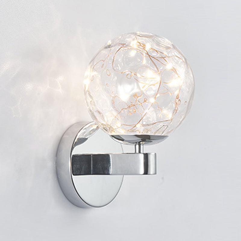 Nordic Modern Sconce Light Round Shape Star Wall Lamp for Bedroom Living Room Chrome Clear Clearhalo 'Wall Lamps & Sconces' 'Wall Lights' Lighting' 2627718