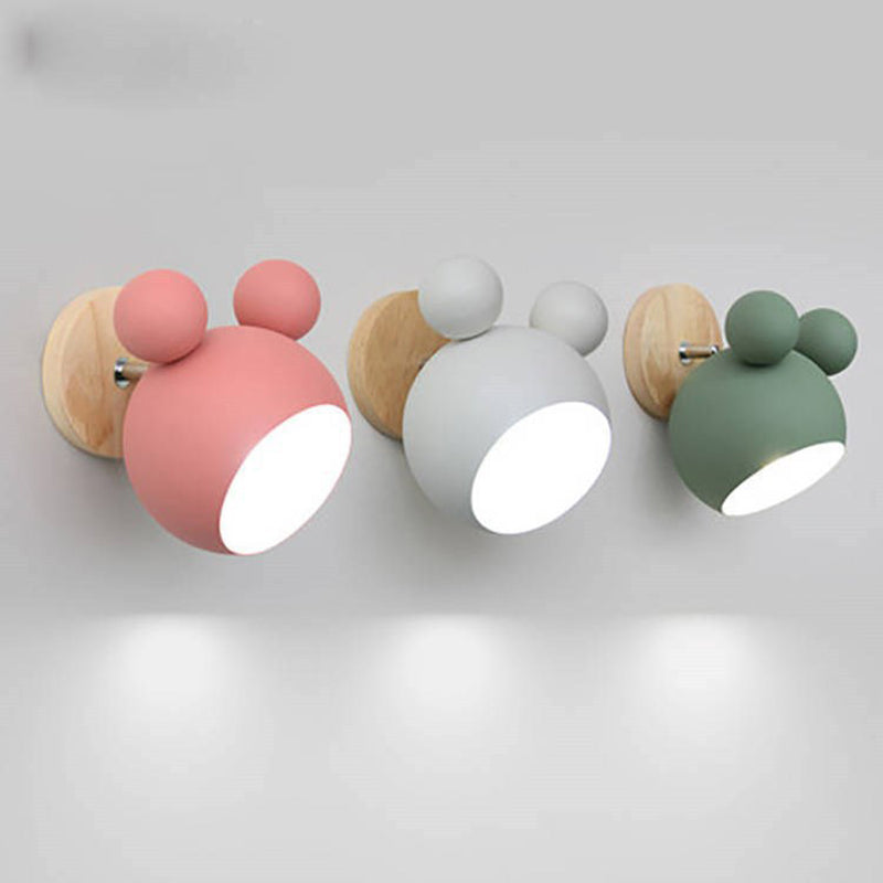 Lovely Mickey Wall Sconce Lights Nordic Macaroon Wall Lamp with Adjustable Head Clearhalo 'Wall Lamps & Sconces' 'Wall Lights' Lighting' 2627777