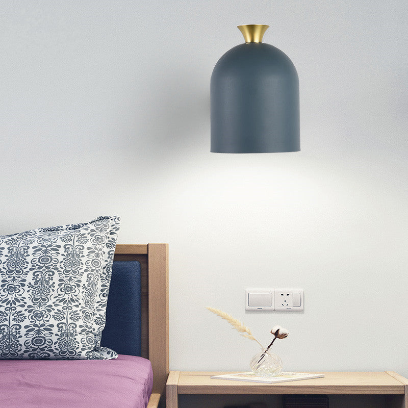 Simplicity Nordic Wall Mounted Light 1 light Macaroon Metal Sconce Light Fixture for Bedroom Blue Clearhalo 'Wall Lamps & Sconces' 'Wall Lights' Lighting' 2627791