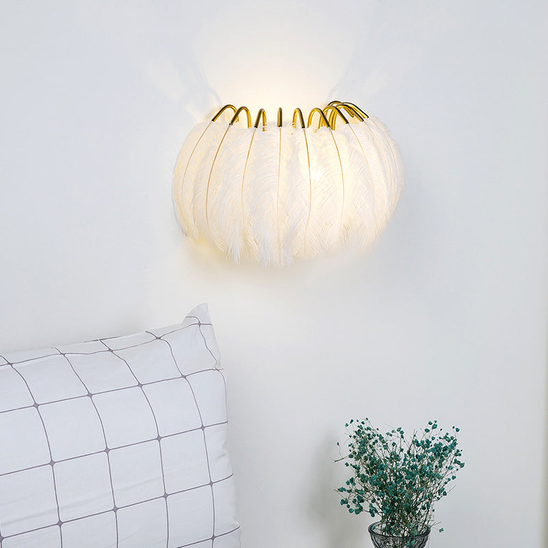 Nordic Feather Wall Sconce Light Ambient Lighting Sconce Light Fixture for Bedroom Clearhalo 'Wall Lamps & Sconces' 'Wall Lights' Lighting' 2627961