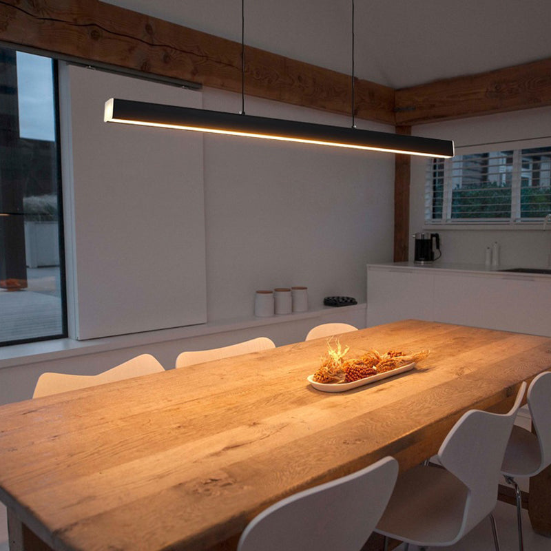 Rectangular Diner LED Suspension Lamp Metal Minimalist Linear Island Light Fixture Clearhalo 'Ceiling Lights' 'Island Lights' 'Lighting' 2628084