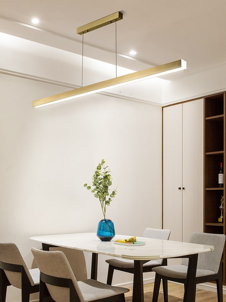 Rectangular Diner LED Suspension Lamp Metal Minimalist Linear Island Light Fixture Clearhalo 'Ceiling Lights' 'Island Lights' 'Lighting' 2628091