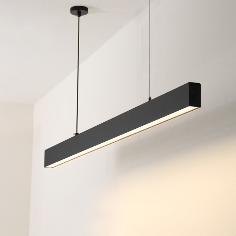 Matte Black Rectangular Island Lighting Simplicity Metal LED Hanging Light for Dining Room Clearhalo 'Ceiling Lights' 'Island Lights' 'Lighting' 2628092