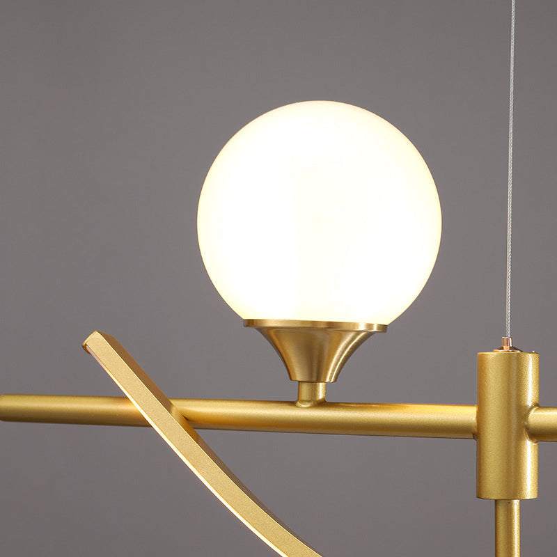 Gold Curves Island Light Fixture Simplicity LED Metal Pendant Light with Ball Shade Clearhalo 'Ceiling Lights' 'Island Lights' 'Lighting' 2628121