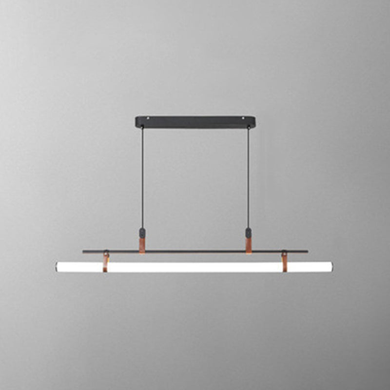 Pole Shaped Acrylic Island Pendant Light Simple LED Hanging Lamp for Dining Room Black 35.5" Clearhalo 'Ceiling Lights' 'Island Lights' 'Lighting' 2628141