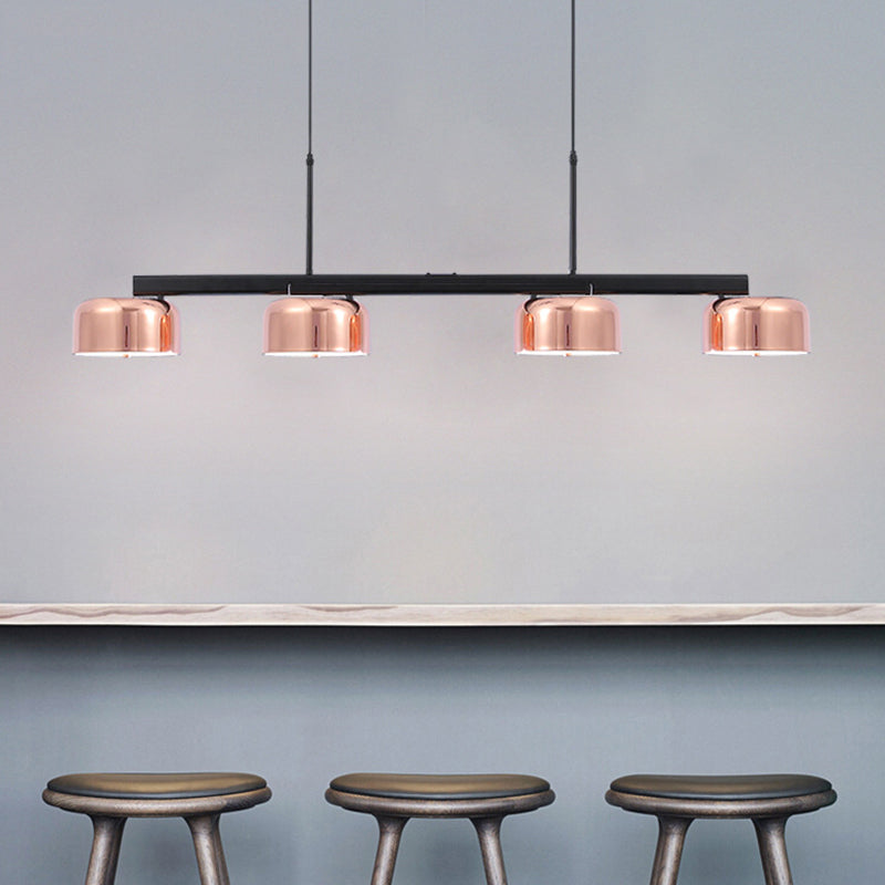 4-Light Diner Island Lamp Nordic LED Hanging Light Fixture with Drum Acrylic Shade Rose Gold Clearhalo 'Ceiling Lights' 'Island Lights' 'Lighting' 2628159