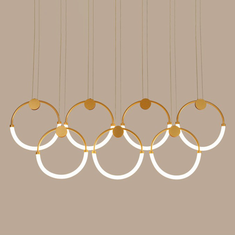 Minimalistic Ring Pendant Lighting Acrylic Living Room LED Island Ceiling Light in Gold 7 Gold Clearhalo 'Ceiling Lights' 'Island Lights' 'Lighting' 2628169