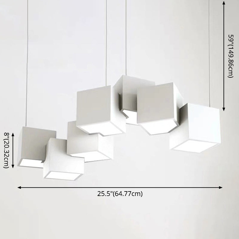 Modern Cubic LED Island Light Fixture Metallic Living Room Geometric Pendant Light Clearhalo 'Ceiling Lights' 'Island Lights' 'Lighting' 2628226
