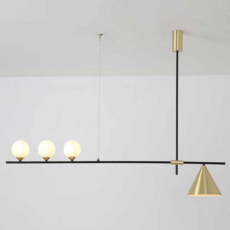 Modern Minimalist Linear Chandelier Light Fixture Spherical White Glass Ceiling Chandelier Clearhalo 'Ceiling Lights' 'Island Lights' 'Lighting' 2628470