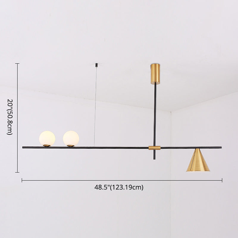 Modern Minimalist Linear Chandelier Light Fixture Spherical White Glass Ceiling Chandelier Clearhalo 'Ceiling Lights' 'Island Lights' 'Lighting' 2628472