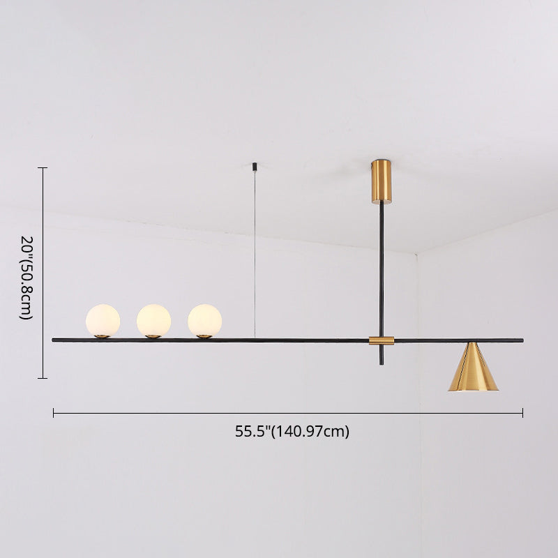 Modern Minimalist Linear Chandelier Light Fixture Spherical White Glass Ceiling Chandelier Clearhalo 'Ceiling Lights' 'Island Lights' 'Lighting' 2628473