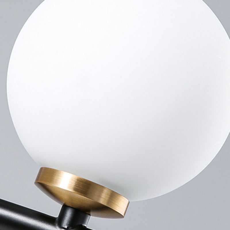 Modern Minimalist Linear Chandelier Light Fixture Spherical White Glass Ceiling Chandelier Clearhalo 'Ceiling Lights' 'Island Lights' 'Lighting' 2628475
