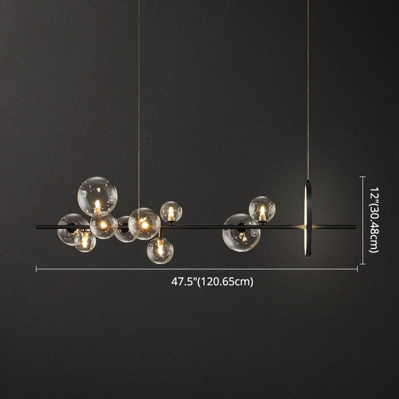 Modern Black Island Pendant Lighting Spherical Clear Glass Island Ceiling Light for Dining Table Clearhalo 'Ceiling Lights' 'Island Lights' 'Lighting' 2628487