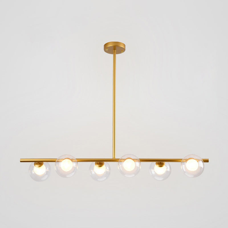 6 Light Modern Island Pendant Lighting Spherical Transparent Glass Island Ceiling Light for Dining Table Gold Clearhalo 'Ceiling Lights' 'Island Lights' 'Lighting' 2628527