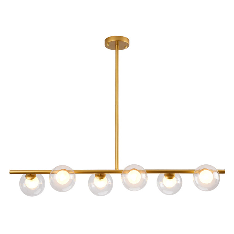 6 Light Modern Island Pendant Lighting Spherical Transparent Glass Island Ceiling Light for Dining Table Clearhalo 'Ceiling Lights' 'Island Lights' 'Lighting' 2628531