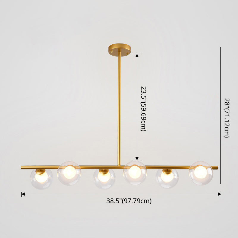 6 Light Modern Island Pendant Lighting Spherical Transparent Glass Island Ceiling Light for Dining Table Clearhalo 'Ceiling Lights' 'Island Lights' 'Lighting' 2628533