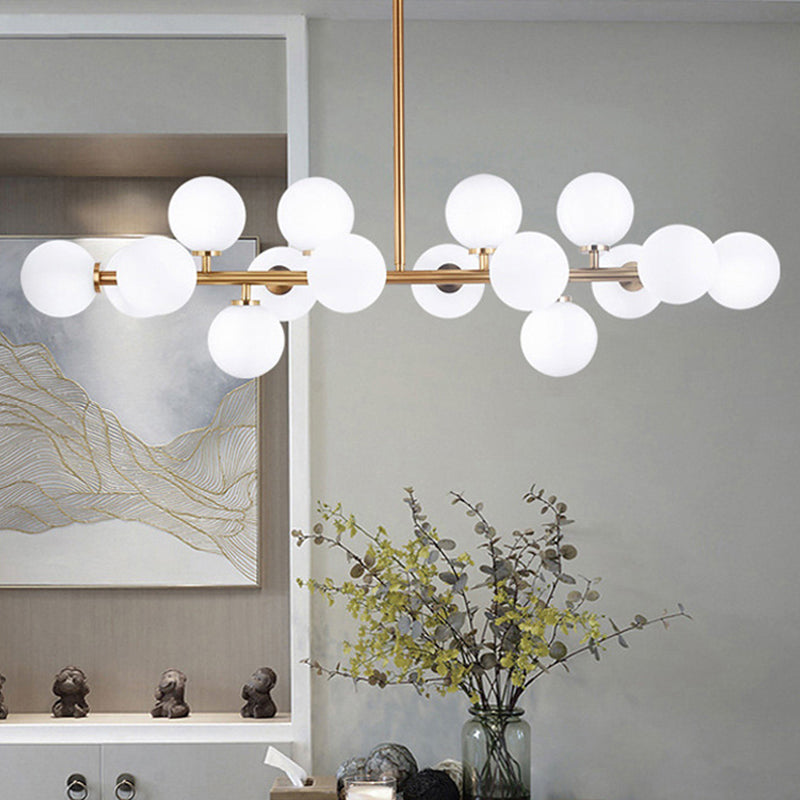 16 Light Modern Gold Island Pendant Lighting Spherical Glass Island Ceiling Light for Living Room Clearhalo 'Ceiling Lights' 'Island Lights' 'Lighting' 2628534