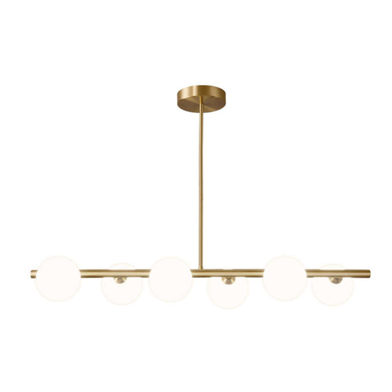 Modern Minimalism Linear Gold Island Pendant Lighting Spherical Glass Island Ceiling Light for Dining Table Clearhalo 'Ceiling Lights' 'Island Lights' 'Lighting' 2628649