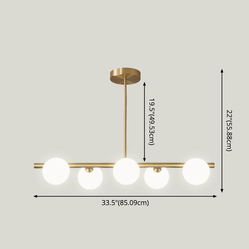 Modern Minimalism Linear Gold Island Pendant Lighting Spherical Glass Island Ceiling Light for Dining Table Clearhalo 'Ceiling Lights' 'Island Lights' 'Lighting' 2628651