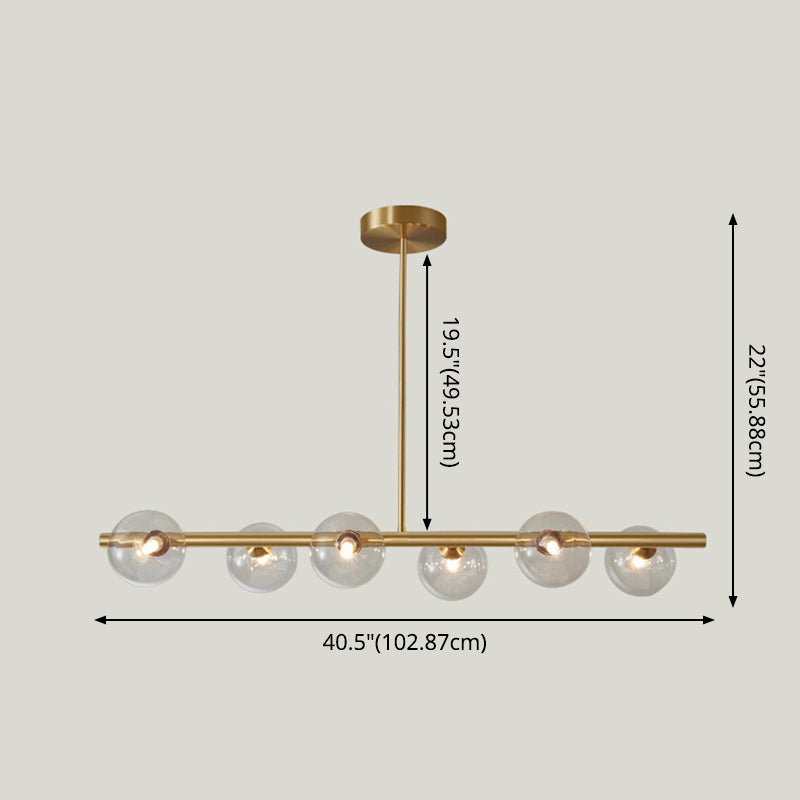 Modern Minimalism Linear Gold Island Pendant Lighting Spherical Glass Island Ceiling Light for Dining Table Clearhalo 'Ceiling Lights' 'Island Lights' 'Lighting' 2628652
