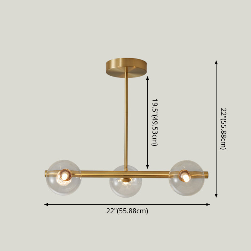 Modern Minimalism Linear Gold Island Pendant Lighting Spherical Glass Island Ceiling Light for Dining Table Clearhalo 'Ceiling Lights' 'Island Lights' 'Lighting' 2628653