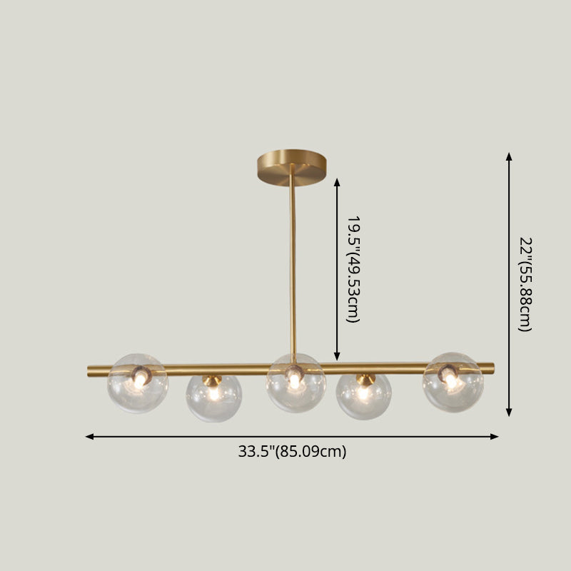 Modern Minimalism Linear Gold Island Pendant Lighting Spherical Glass Island Ceiling Light for Dining Table Clearhalo 'Ceiling Lights' 'Island Lights' 'Lighting' 2628654
