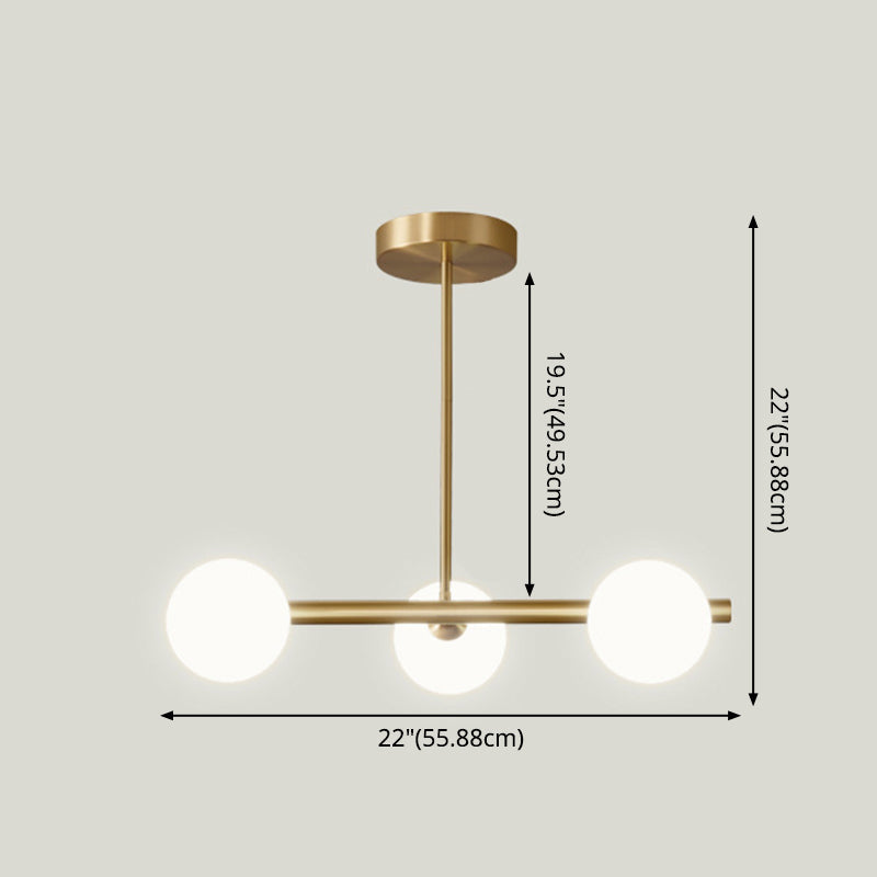 Modern Minimalism Linear Gold Island Pendant Lighting Spherical Glass Island Ceiling Light for Dining Table Clearhalo 'Ceiling Lights' 'Island Lights' 'Lighting' 2628656