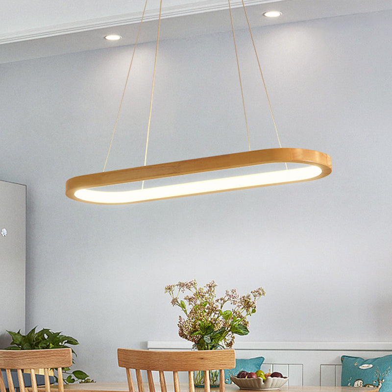 Modern Minimalism Wood Island Pendant Lighting Elliptic LED Island Ceiling Light for Living Room Clearhalo 'Ceiling Lights' 'Island Lights' 'Lighting' 2628695