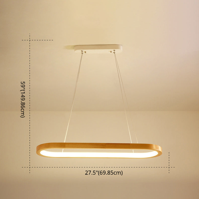 Modern Minimalism Wood Island Pendant Lighting Elliptic LED Island Ceiling Light for Living Room Clearhalo 'Ceiling Lights' 'Island Lights' 'Lighting' 2628703