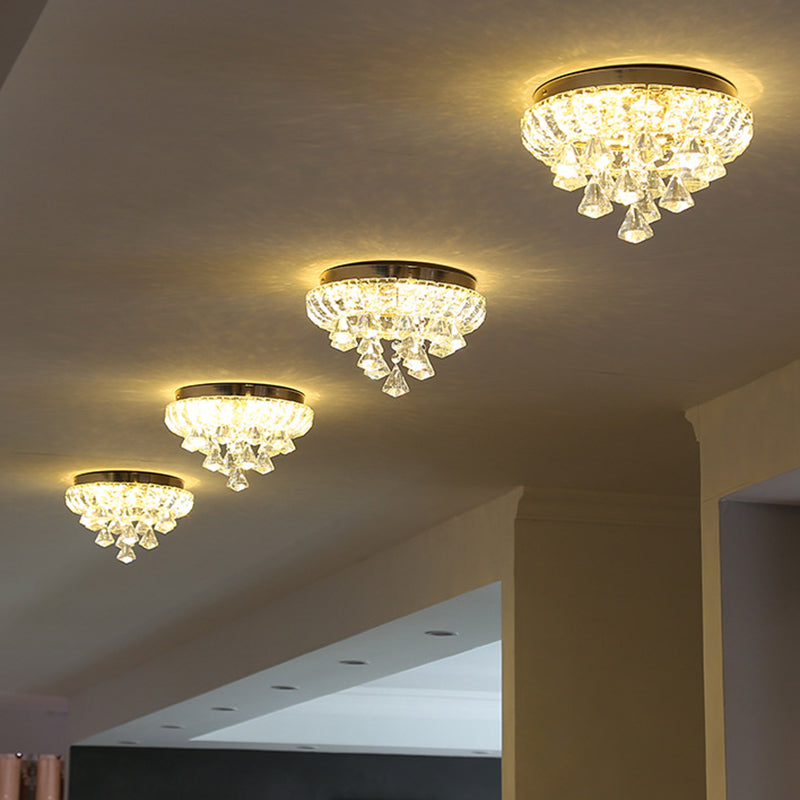 Small Hallway Flush Mounted Lamp Crystal Simplicity LED Flush Mount Ceiling Light in Brass Clearhalo 'Ceiling Lights' 'Close To Ceiling Lights' 'Lighting' 2629285