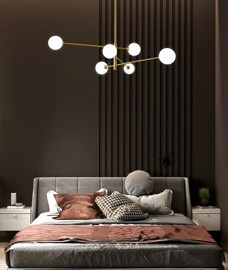 Post-Modern Metal Hanging Chandelier Light Glass Shade Ceiling Chandelier in Gold for Living Room Clearhalo 'Ceiling Lights' 'Chandeliers' Lighting' options 2629628