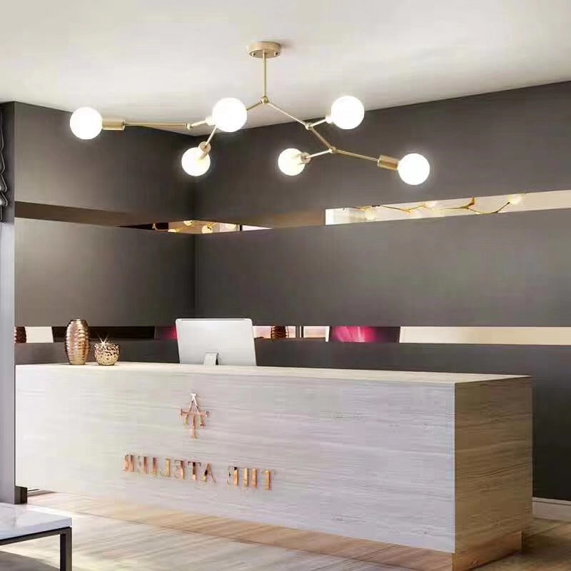 6 Light Branch Hanging Chandelier Light Modern Glass Shade Ceiling Chandelier for Living Room Clearhalo 'Ceiling Lights' 'Chandeliers' Lighting' options 2629783