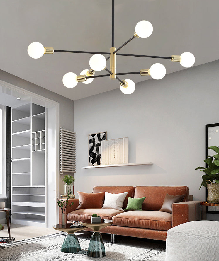 Black Molecular Chandelier Lighting Modern Sphere Glass Hanging Pendant Light for Living Room Clearhalo 'Ceiling Lights' 'Chandeliers' Lighting' options 2629800