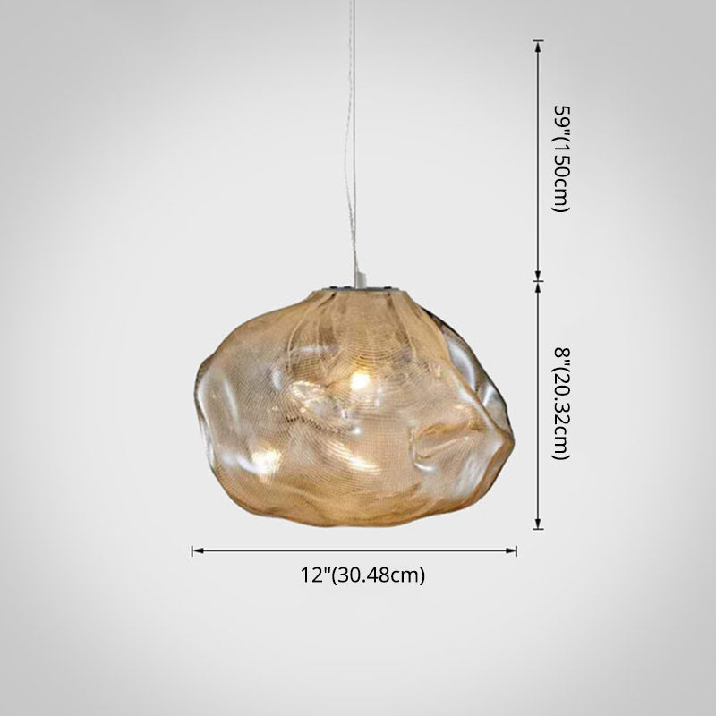 1 Light Bun Hanging Lights Post-Modern Lattice Glass Ceiling Fixture for Restaurant Clearhalo 'Ceiling Lights' 'Pendant Lights' 'Pendants' Lighting' 2629993