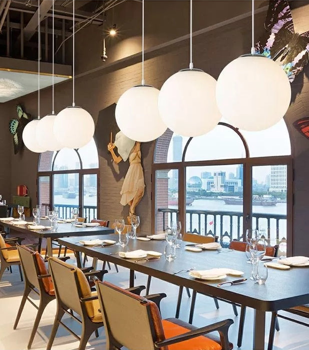 1 Light Ball Hanging Light Fixtures Modern Simple White Glass Ceiling Pendant for Clothing Store Clearhalo 'Ceiling Lights' 'Pendant Lights' 'Pendants' Lighting' 2630005