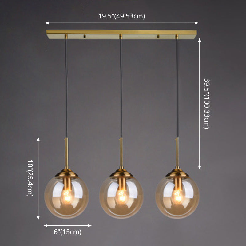 3 Lights Globe Hanging Ceiling Lights Minimalist Glass Multi Light Pendant for Restaurant Clearhalo 'Ceiling Lights' 'Pendant Lights' 'Pendants' Lighting' 2630015