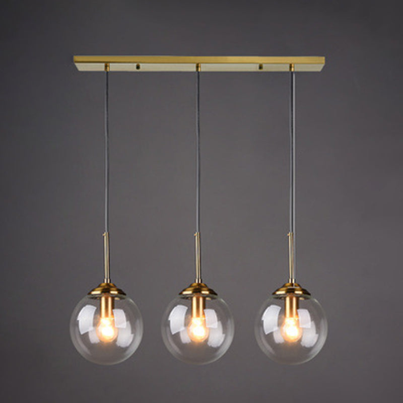 3 Lights Globe Hanging Ceiling Lights Minimalist Glass Multi Light Pendant for Restaurant Clearhalo 'Ceiling Lights' 'Pendant Lights' 'Pendants' Lighting' 2630016