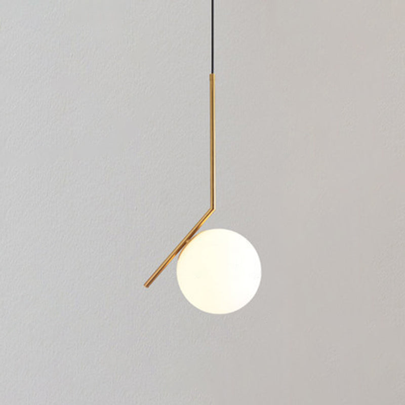 1 Light Hanging Light Fixtures Mid-Century Modern White Glass Hanging Pendant Lights for Bedroom Gold Straight Clearhalo 'Ceiling Lights' 'Pendant Lights' 'Pendants' Lighting' options 2630077_df8fc5e1-9705-45b3-a19a-1179ba3afb18